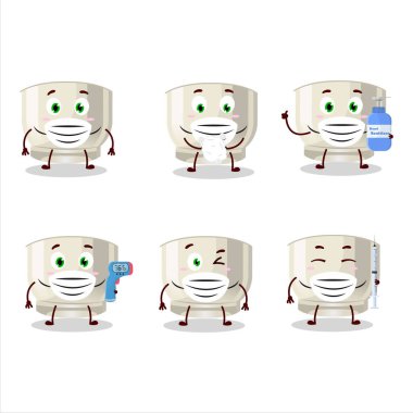 Bir cam sake karikatür tasarımı salgın sırasında sağlıklı kalmaya devam ediyor. Vektör illüstrasyonu