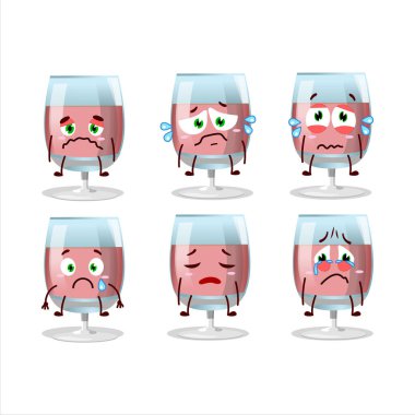 Gül şarabı karikatürü karakteri üzgün bir ifadeyle. Vektör illüstrasyonu