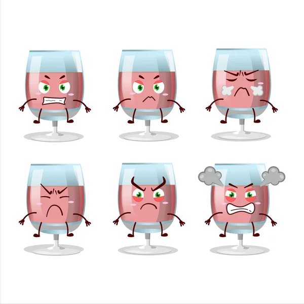 Rose Wine Cartoon Character Various Angry Expressions Vector Illustration — Stockvector