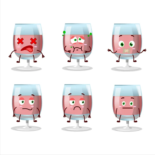 Personaje Dibujos Animados Vino Rosa Con Expresión Nope Ilustración Vectorial — Vector de stock