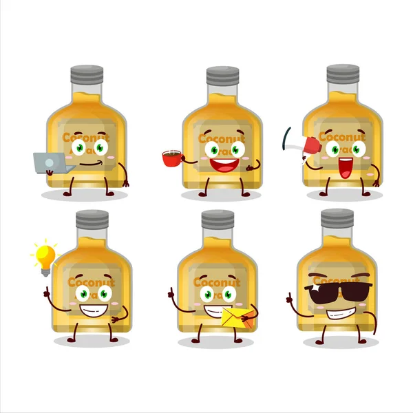 Coco Arrack Personnage Dessin Animé Avec Différents Types Émoticônes Affaires — Image vectorielle