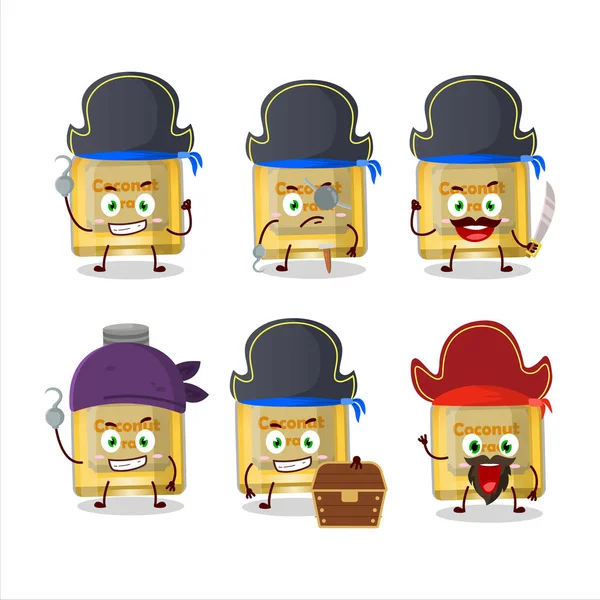 Cartoon Character Coconut Arrack Various Pirates Emoticons Vector Illustration — Vettoriale Stock