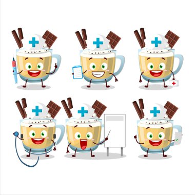 Eggnog çizgi film karakteri olan doktor mesleği simgesi. Vektör illüstrasyonu