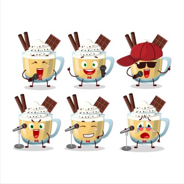 Sevimli bir çizgi film tasarım konsepti olan eggnog ünlü bir şarkı söylüyor. Vektör illüstrasyonu