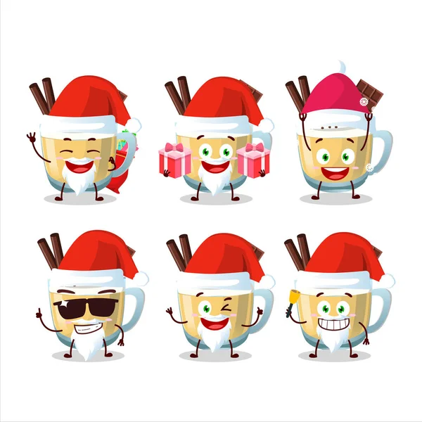 Santa Claus Emoticons Eggnog Cartoon Character Vector Illustration - Stok Vektor