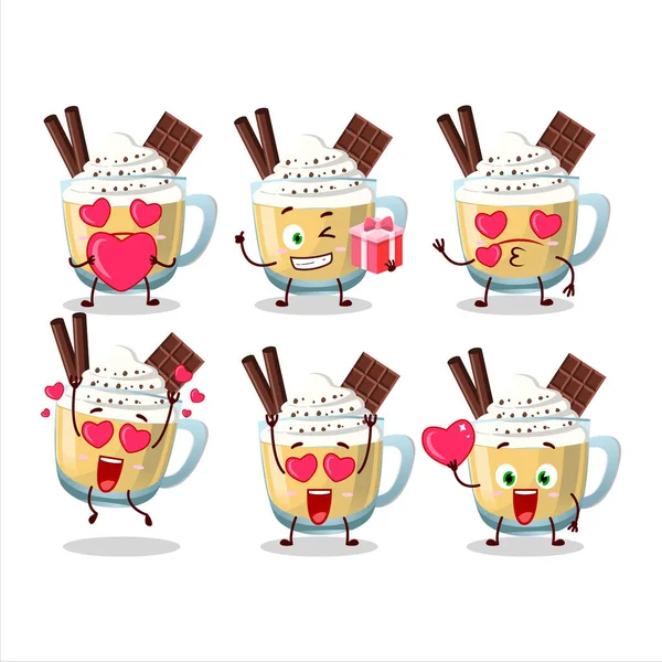 Personagem Desenho Animado Eggnog Com Amor Bonito Emoticon Ilustração Vetorial — Vetor de Stock