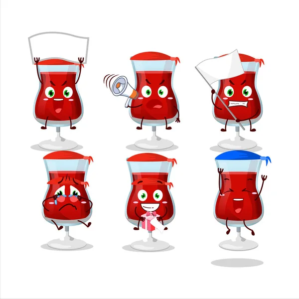 Mascot Design Style Red Wine Character Attractive Supporter Vector Illustration — Stock vektor
