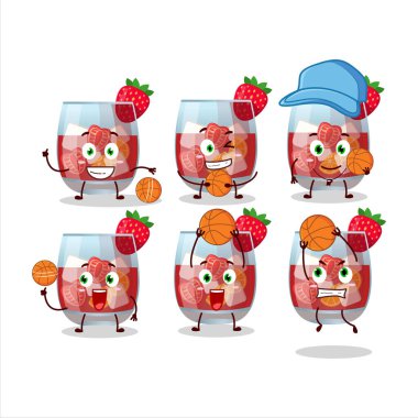 Bir basketbol atleti olarak yetenekli bir sangria çizgi film karakteri. Vektör illüstrasyonu