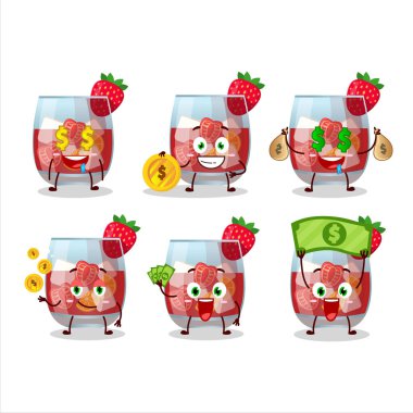 Bir bardak Sangria çizgi film karakteri ve şirin bir ifade para getiriyor. Vektör illüstrasyonu