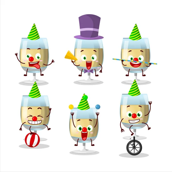 Cartoon Character White Wine Various Circus Shows Vector Illustration —  Vetores de Stock