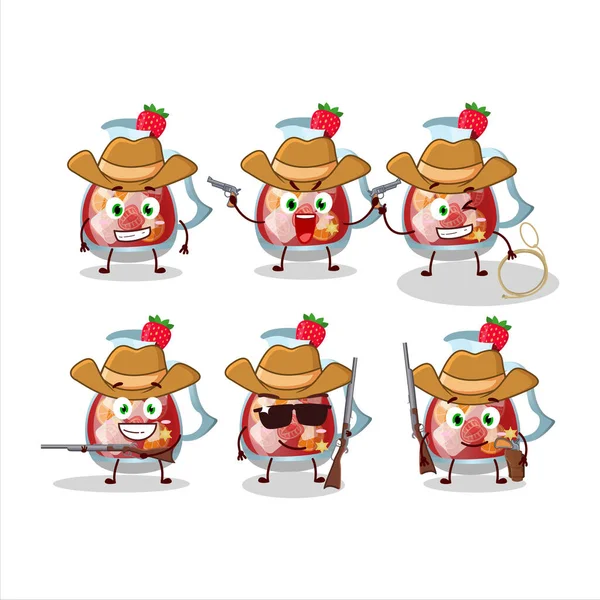 Cool Cowboy Sangria Personnage Dessin Animé Avec Chapeau Mignon Illustration — Image vectorielle