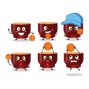 Yetenekli kava içkisi çizgi film karakteri basketbol atleti. Vektör illüstrasyonu