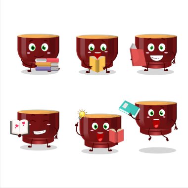 Kava 'nın komik bir kitap okurken çekilmiş bir karikatür karakteri resmi. Vektör illüstrasyonu