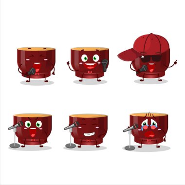 Kava içkisinin ünlü bir şarkı söylemesi gibi şirin bir çizgi film konsepti. Vektör illüstrasyonu