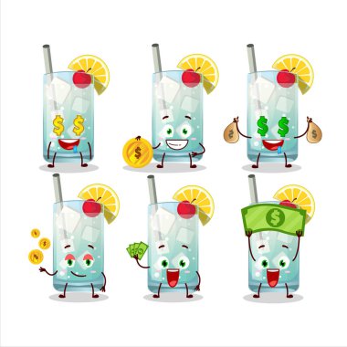 Tom Collins 'in şirin ifadeli çizgi film karakteri para getiriyor. Vektör illüstrasyonu