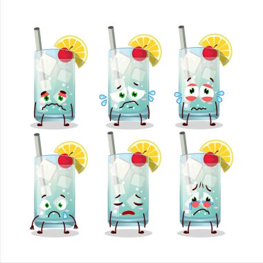 Tom Collins karikatür karakteri üzgün bir ifadeyle. Vektör illüstrasyonu