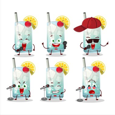 Tom Collins 'in ünlü bir şarkı söylediği şirin bir çizgi film tasarımı. Vektör illüstrasyonu