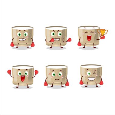 Sportif bir bayan boks sporu sporcusu maskot tasarımı. Vektör illüstrasyonu