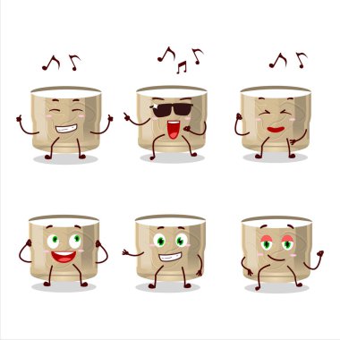 Müzikten hoşlanan koumiss içki dansçısı çizgi film karakteri görüntüsü. Vektör illüstrasyonu