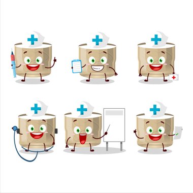 Koumiss içecek çizgi film karakteri olan doktor mesleği simgesi. Vektör illüstrasyonu