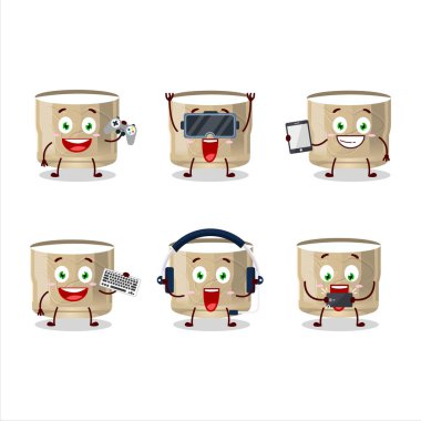 Koumiss içecek çizgi film karakteri çeşitli şirin ifadelerle oyunlar oynuyor. Vektör illüstrasyonu