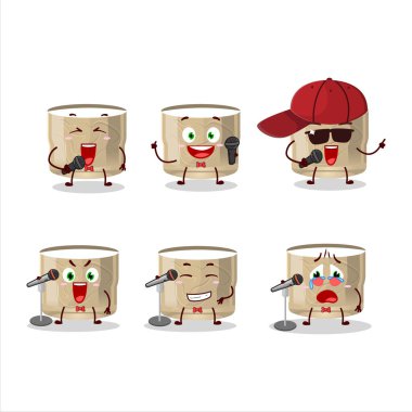 Sevimli bir çizgi film tasarımı olan Koumiss içeceği ünlü bir şarkı söylüyor. Vektör illüstrasyonu