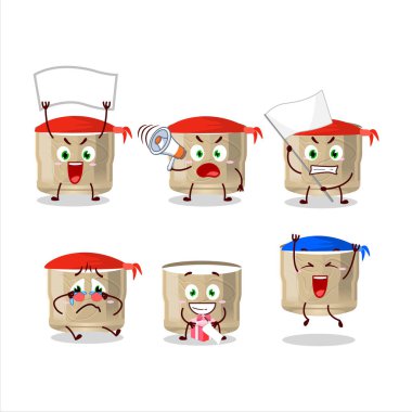 Çekici bir destekçi olarak koumiss içecek karakterinin maskot tasarımı tarzı. Vektör illüstrasyonu