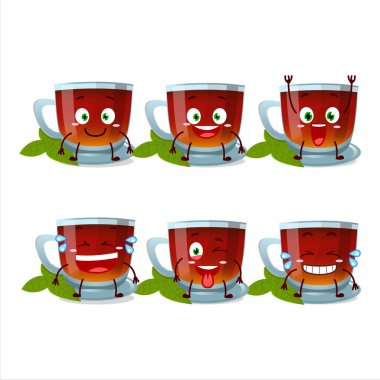 Gülen suratlı naneli çayın çizgi film karakteri. Vektör illüstrasyonu