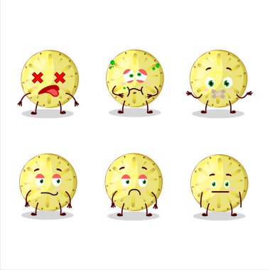 Yüzü olmayan ananas çizgi film karakterinin dilimlenmiş halkası. Vektör illüstrasyonu