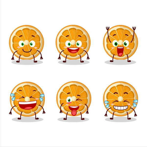 卡通人物的片片橘子与微笑的表情 矢量说明 — 图库矢量图片