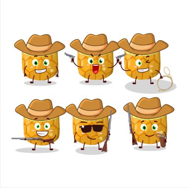 Güzel şapkalı havalı kovboy çizgi film karakteri. Vektör illüstrasyonu