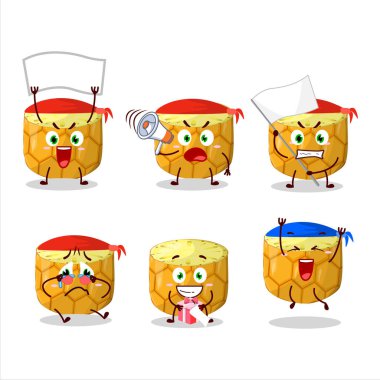 Çekici bir destekçi olarak ananas karakterinin maskot tasarım stili. Vektör illüstrasyonu