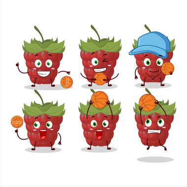 Basketbol atleti olarak yetenekli ahududu çizgi film karakteri. Vektör illüstrasyonu