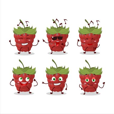 Müzikten hoşlanan ahududu dansçısı çizgi film karakteri. Vektör illüstrasyonu