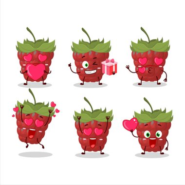 Ahududu karikatürü, sevimli aşk ifadeli karakter. Vektör illüstrasyonu