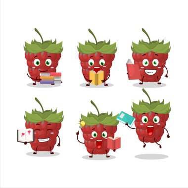 Komik bir kitap okuyan ahududu çizgi film karakteri konsepti. Vektör illüstrasyonu