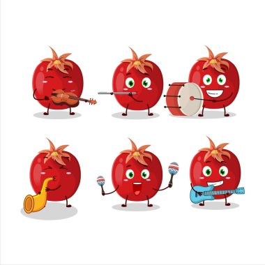 Birkaç müzik enstrümanı çalan çizgi roman karakteri. Vektör illüstrasyonu