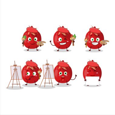 Bir fırçayla çizilmiş nar çizgi film karakteri sanatçısı. Vektör illüstrasyonu