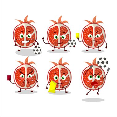 Futbol hakemi olarak çalışan bir çizgi film karakteri dilimi. Vektör illüstrasyonu