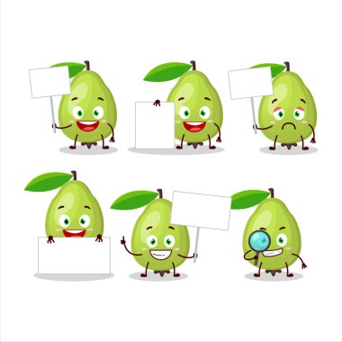 Karakterli Guava çizgi filmi bilgi panosu getir. Vektör illüstrasyonu