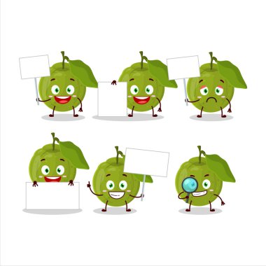 Guava meyve çizgi film karakteri bilgi panosunu getir. Vektör illüstrasyonu