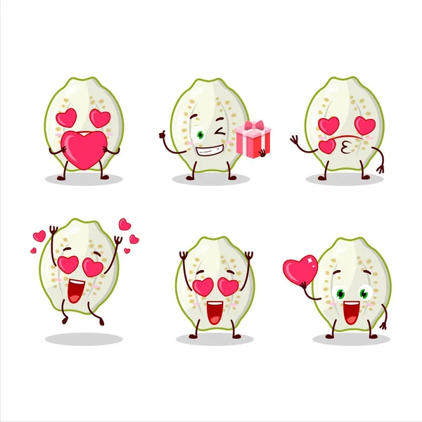 Slash Guava Fruit Cartoon Character Love Cute Emoticon Ilustración Vectorial — Archivo Imágenes Vectoriales