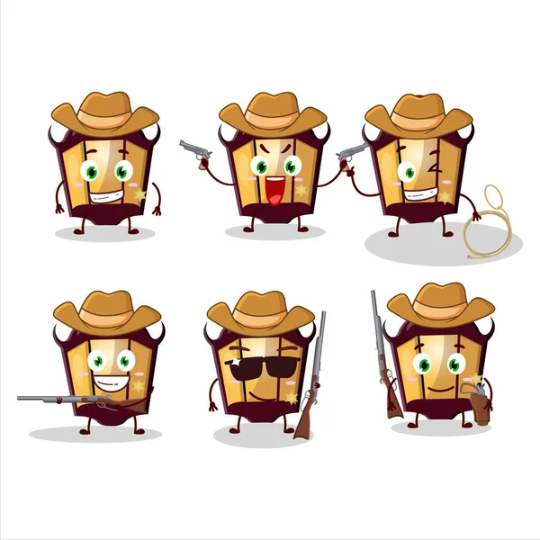 Cool Cowboy Halloween Lamp Cartoon Character Cute Hat Vector Illustration — Stock Vector