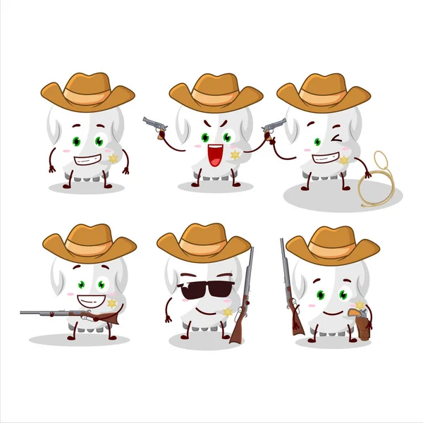 Cool Cowboy Skull Cartoon Character Cute Hat Vector Illustration — Stock Vector