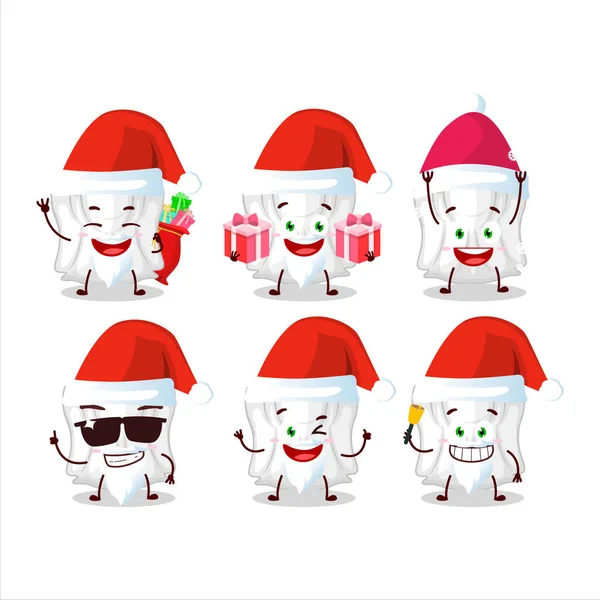 Weihnachtsmann Emoticons Mit Geisterweißer Comicfigur Vektorillustration — Stockvektor