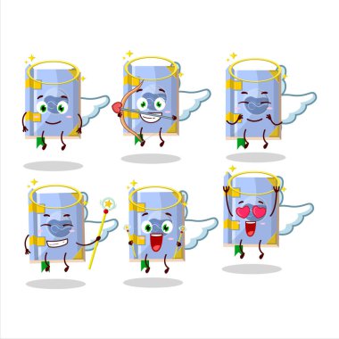 Sihirli karikatür hava kitabı sevimli bir melek karakteri olarak dizayn ediliyor. Vektör illüstrasyonu