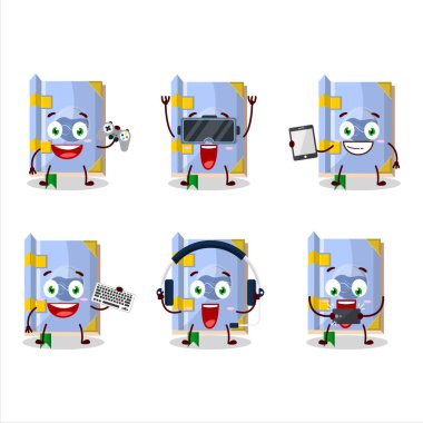 Sihirli çizgi film karakterlerinin hava kitabı çeşitli şirin ifadelerle oyunlar oynuyor. Vektör illüstrasyonu