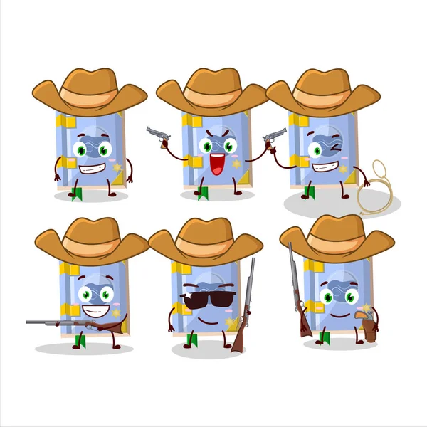 Cool Cowboy Air Book Personaje Dibujos Animados Mágicos Con Sombrero — Vector de stock