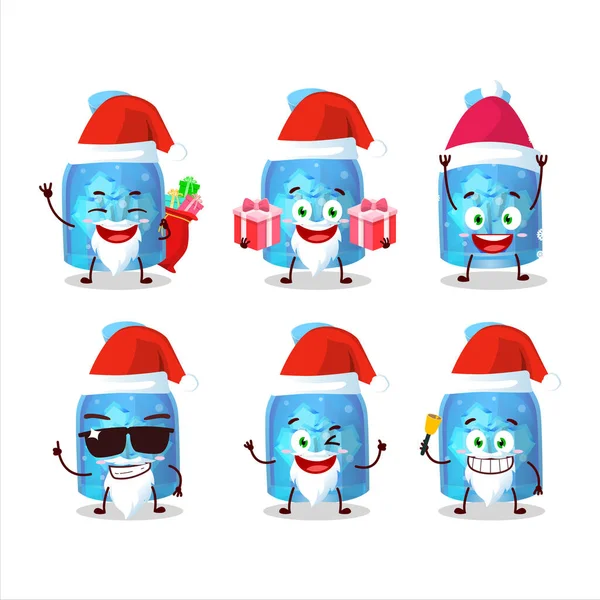 Emoticones Santa Claus Con Personaje Dibujos Animados Botella Azul Poción — Vector de stock