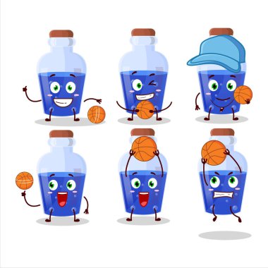 Basketbol atleti olarak yetenekli mavi iksir çizgi film karakteri. Vektör illüstrasyonu